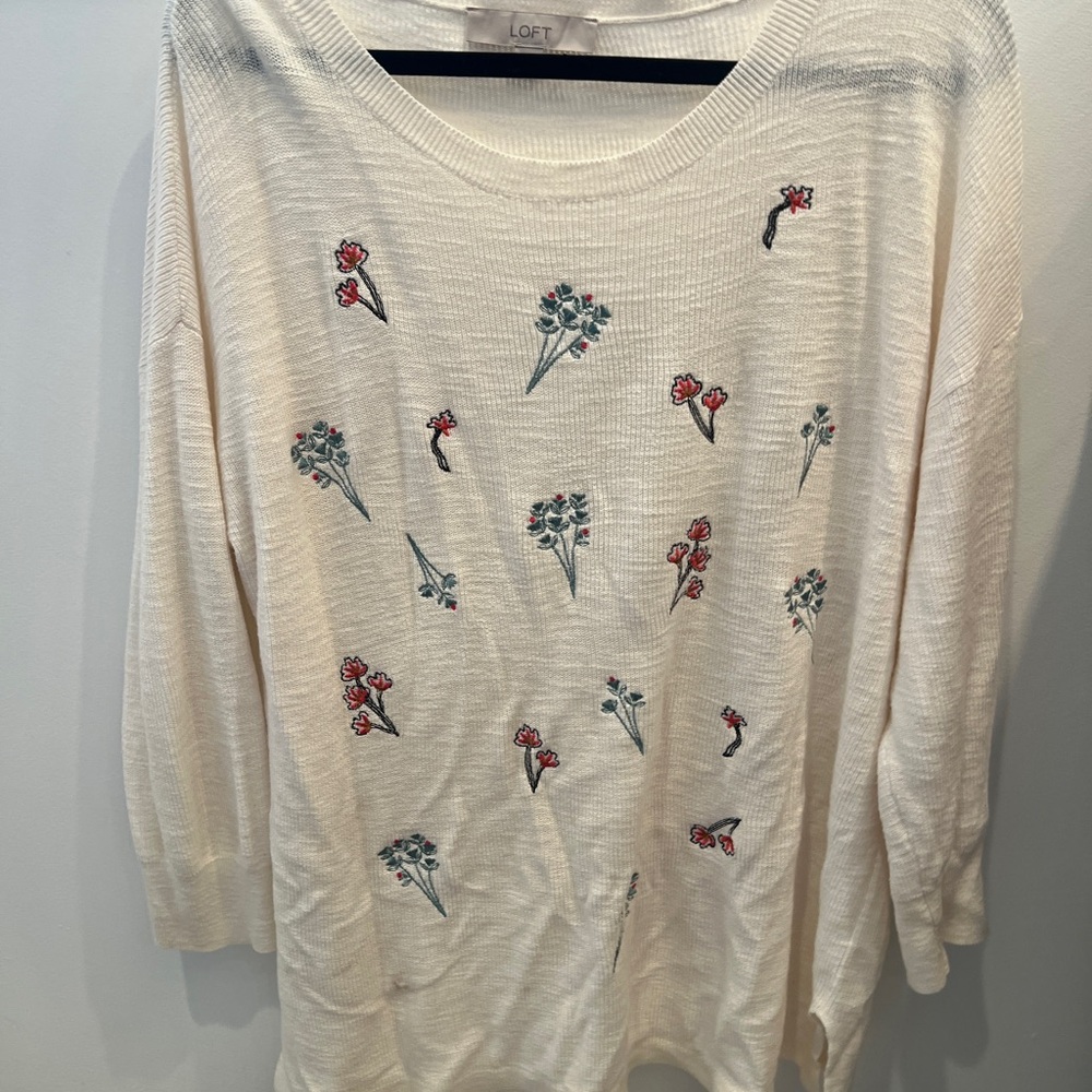 LOFT Cream Floral Women's Top